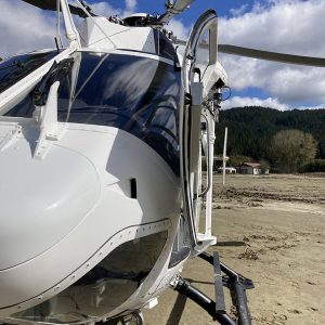 Good direction from people on the ground helped the Trust Tairāwhiti Eastland Rescue
Helicopter make a safe landing in a sea of silt. Picture by crewman Kelley Waite.